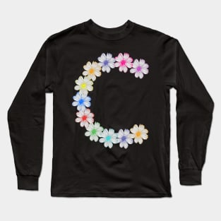 Letter C, flower, cosmos flowers, floral, nature Long Sleeve T-Shirt